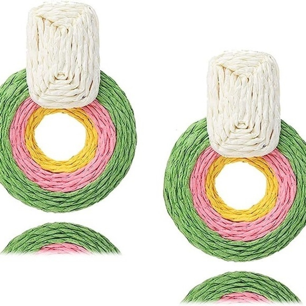 Raffia drop earrings in pastel‎ colors